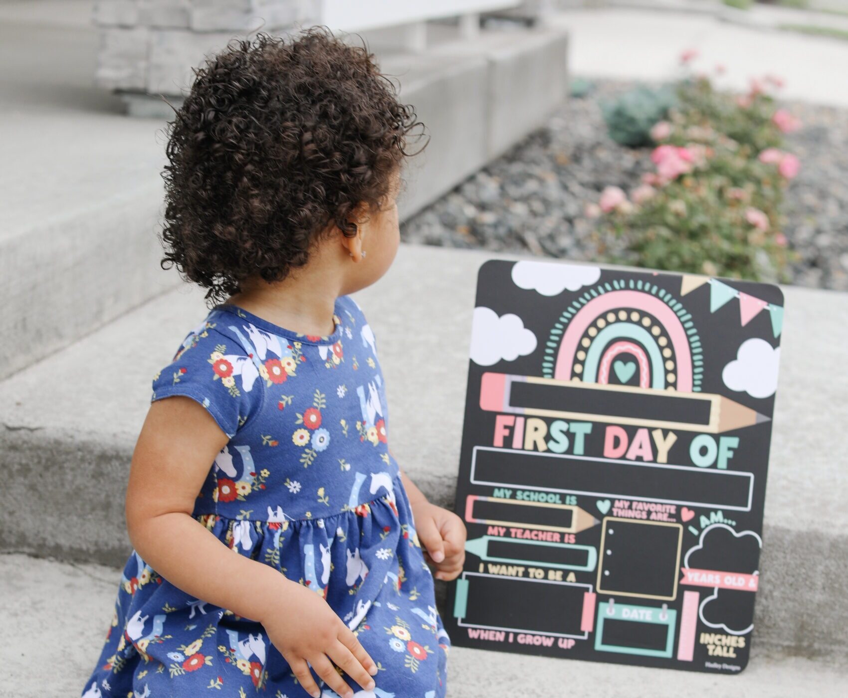 Toddler first day of pre-k with sign and starting daycare