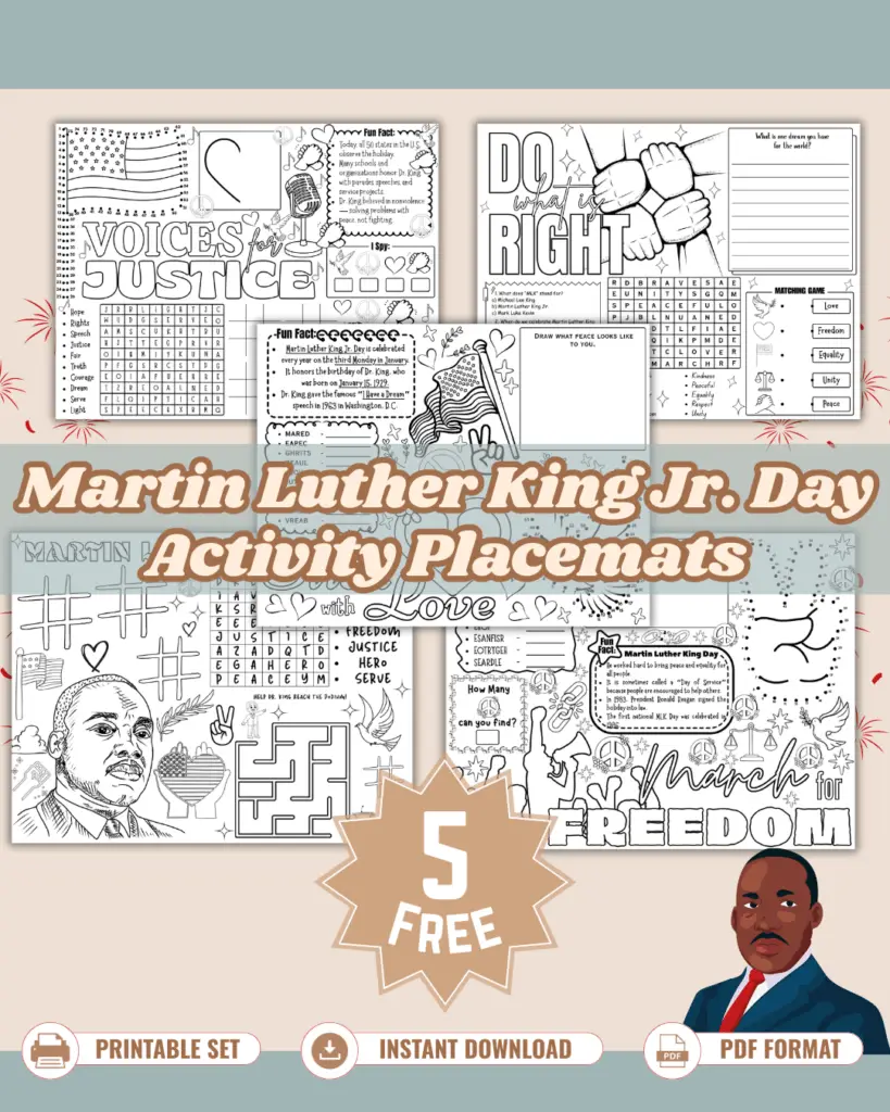 Martin Luther King Jr Day Activity Mats Free