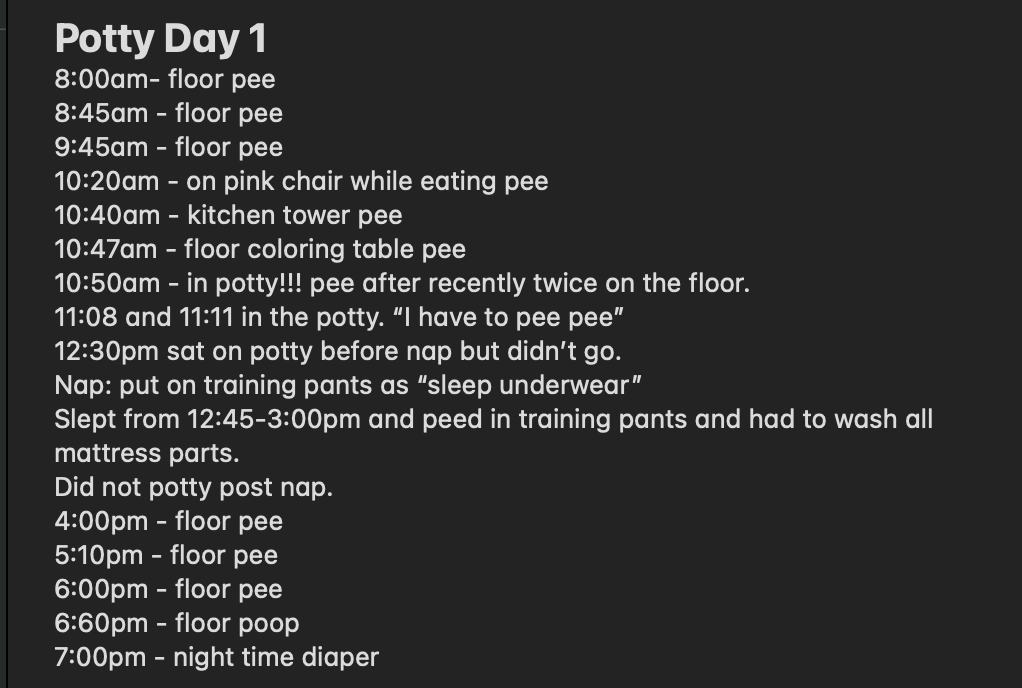 Potty training. Potty train a toddler iphone notes. 