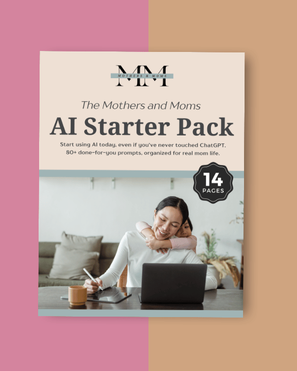 AI starter pack for moms, printable guide to using AI with 81 prompts