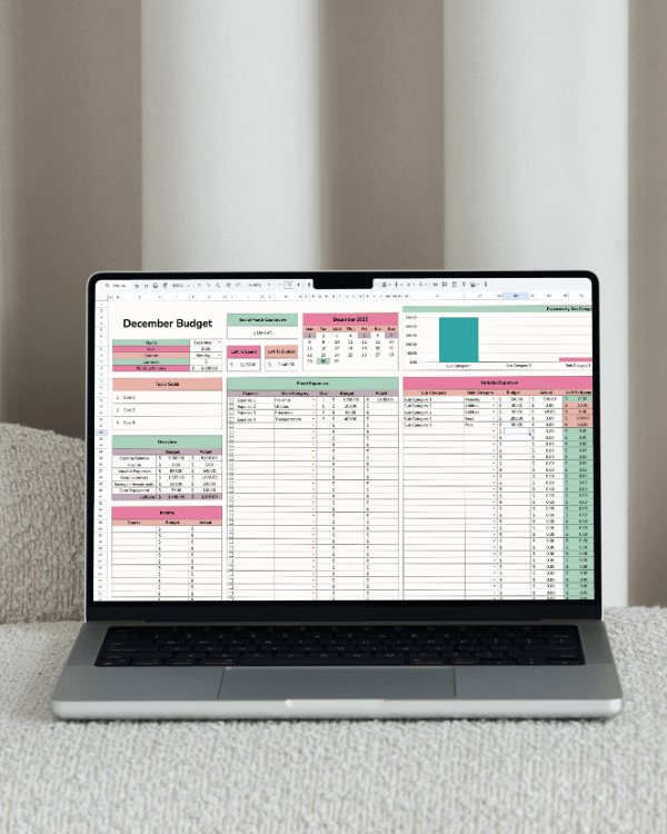 Simple monthly budget Google Sheet for tracking family expenses